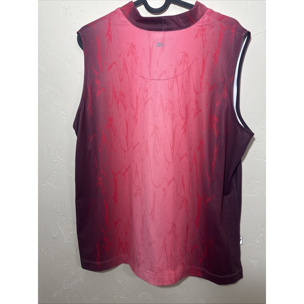 Tail Womens Sleeveless Quarter Zip Golf Top Pink Burgundy Marble Ombre Mock Neck - Picture 4 of 4